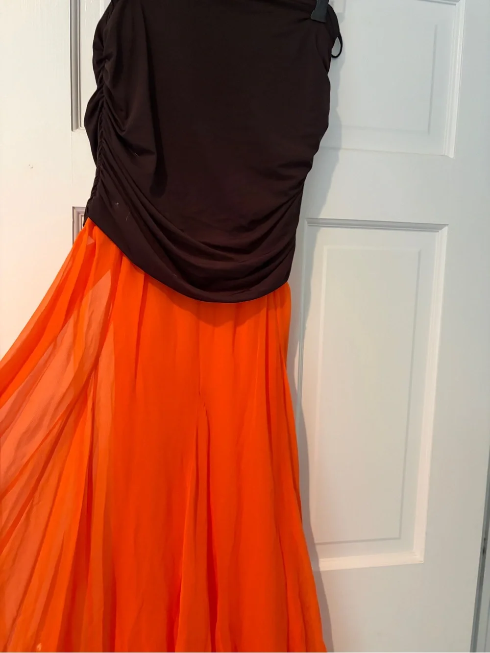 Sheer  Brown Waist & Orange Skirt Mesh Tory Burch Runway 4 Spring 23